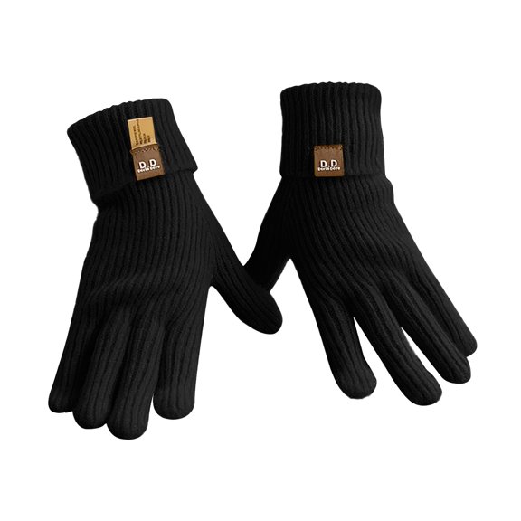 Black Gloves Mittens for Women Men Winter Knit Gloves for Men Women Screen Texting Gloves Warm Knitted Glove for Outdoor Soft Elastic