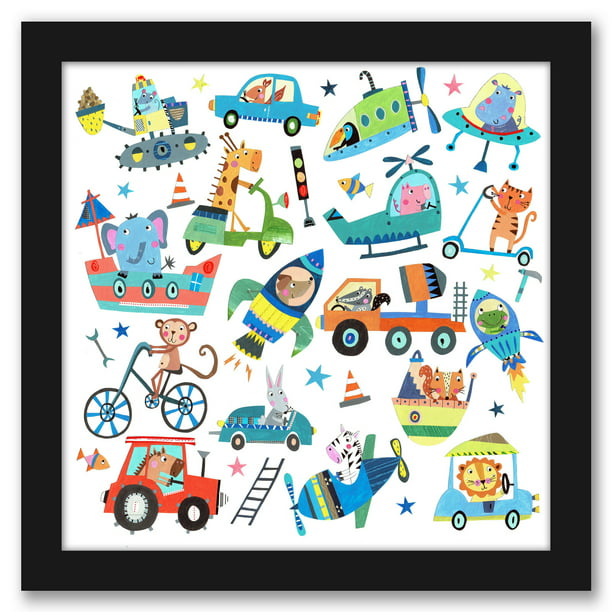 Americanflat Cute Animals In Vehicles by Liz and Kate Pope Wall Art -  