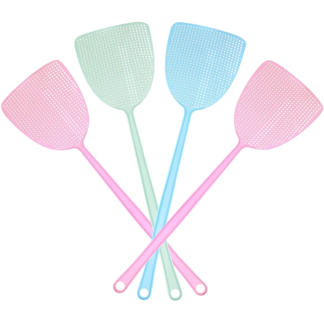 Paquete de 4 matamoscas, matamoscas de plástico resistente, colores surtidos, matamoscas Manual fuerte y Flexible con mango largo Namotu WMPH-1337