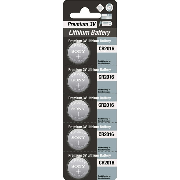 Premium Batteries Sony CR2016 3V Lithium Coin Cell Battery (5 Pack