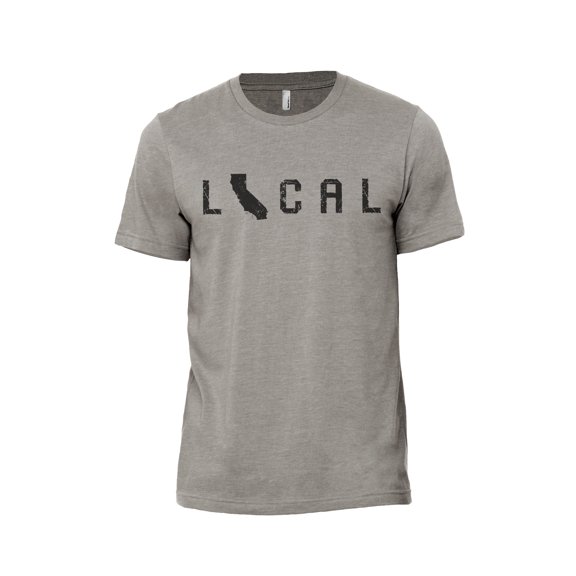 Local California State Men's Modern Fit Fun Casual T-Shirt Printed Graphic Tee Military Grey Small