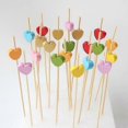 thumbnail image 2 of 100 pcs Heart Cocktail Picks Cocktail Sticks Natural Bamboo Cocktail Pick Picks Handmade Cocktail Picks, 2 of 5