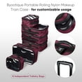 thumbnail image 5 of Byootique Rolling Makeup Train Case & Bag Kit Cosmetic Pouch Storage Side Pocket, Beet Red, 5 of 9