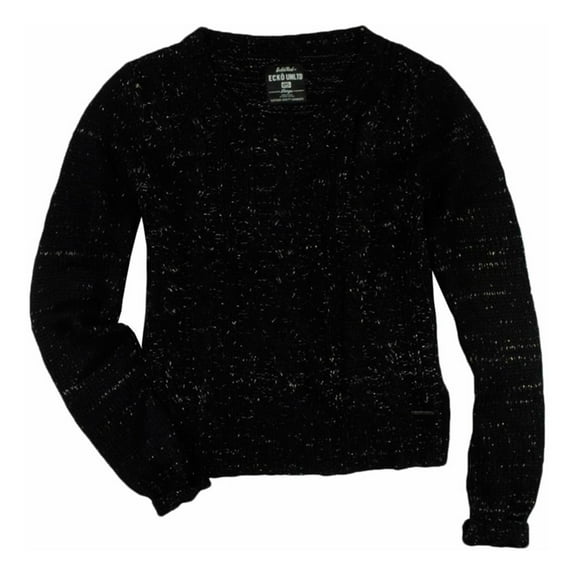 Ecko Unltd. Womens Open Neck Cable Knit Pullover Sweater, Black, X-Small