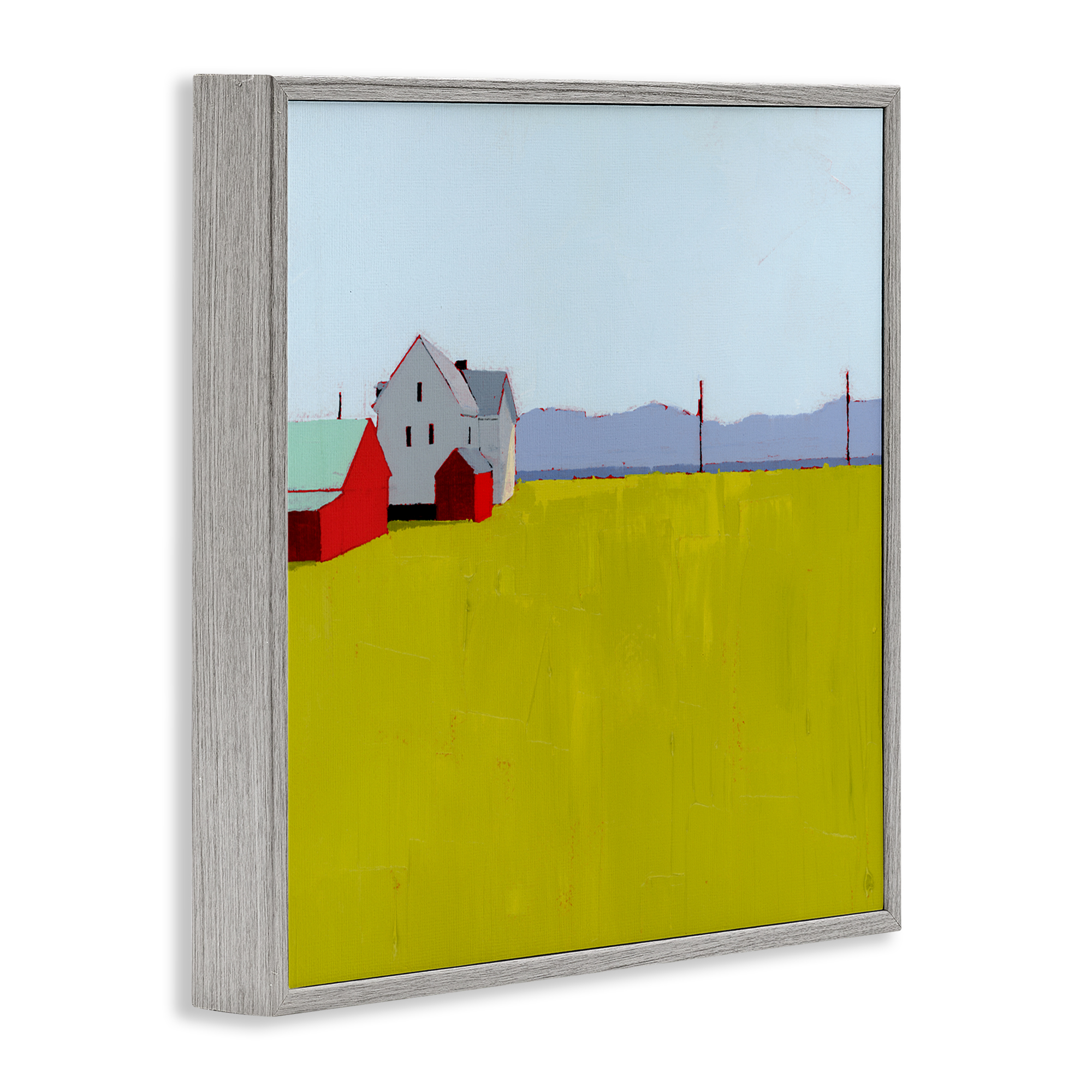Farmhouse & Shed Landscape Gray Framed Giclee Art, design by Ruth LaGue