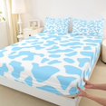 thumbnail image 3 of Homewish Cow Print 4 Pieces Queen Sheet Sets for Boys Girls,Blue White Ultra Soft Flat Sheet,Farmhouse Animal Queen Fitted Sheet,Microfiber Bedroom Decor, 3 of 7