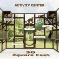 thumbnail image 4 of PawHut Catio Playground Outdoor Cat Enclosure, Wooden Outdoor Cat House Weatherproof for Multiple Cats, Shelves & Bridges, Coffee Brown, 4 of 9