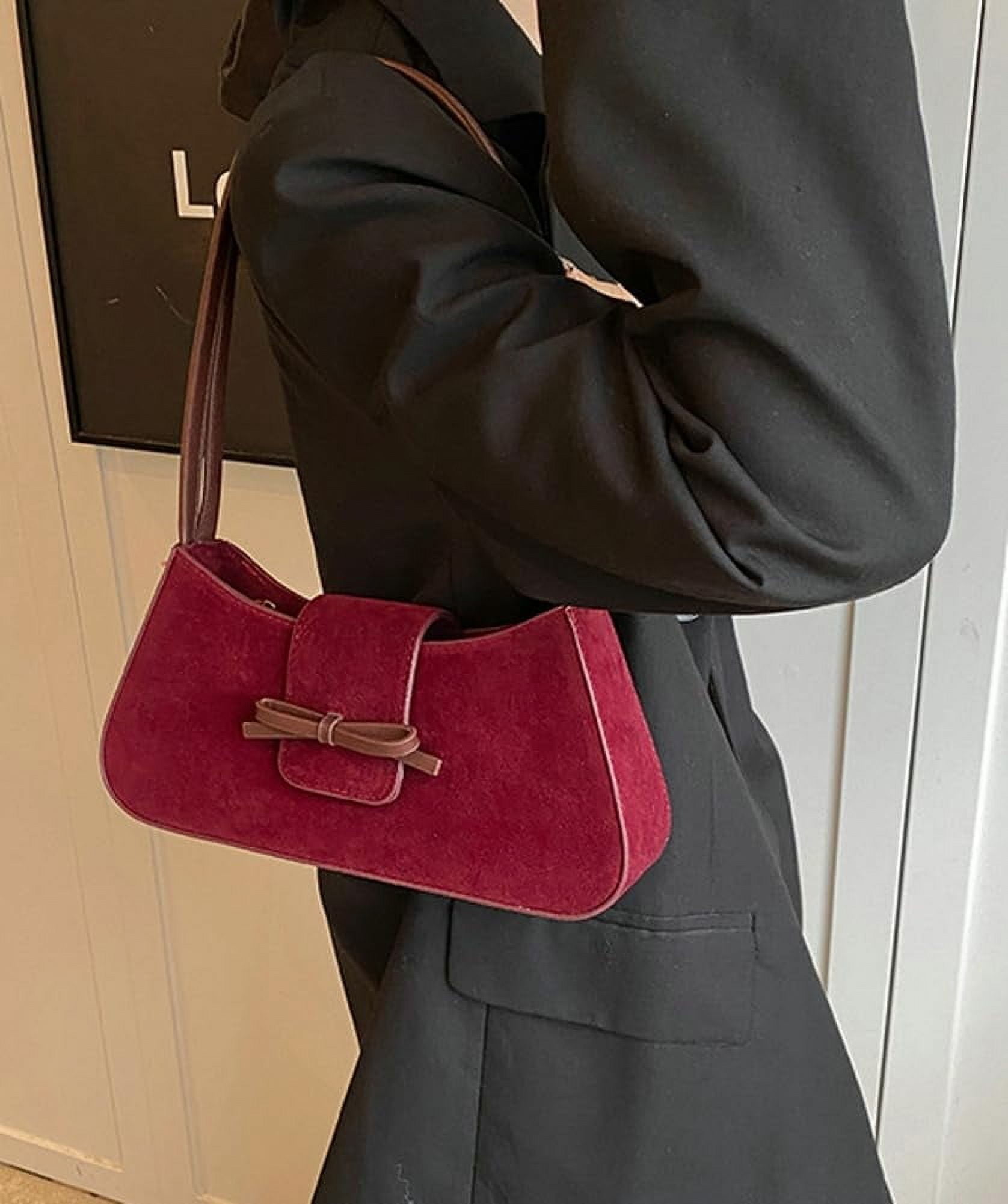 Zhengup Suede Purse Handbag Evening Bag for Women Crescent Satchels Shoulder Bag Crossbody Purse Top-handle Tote Party Shopping