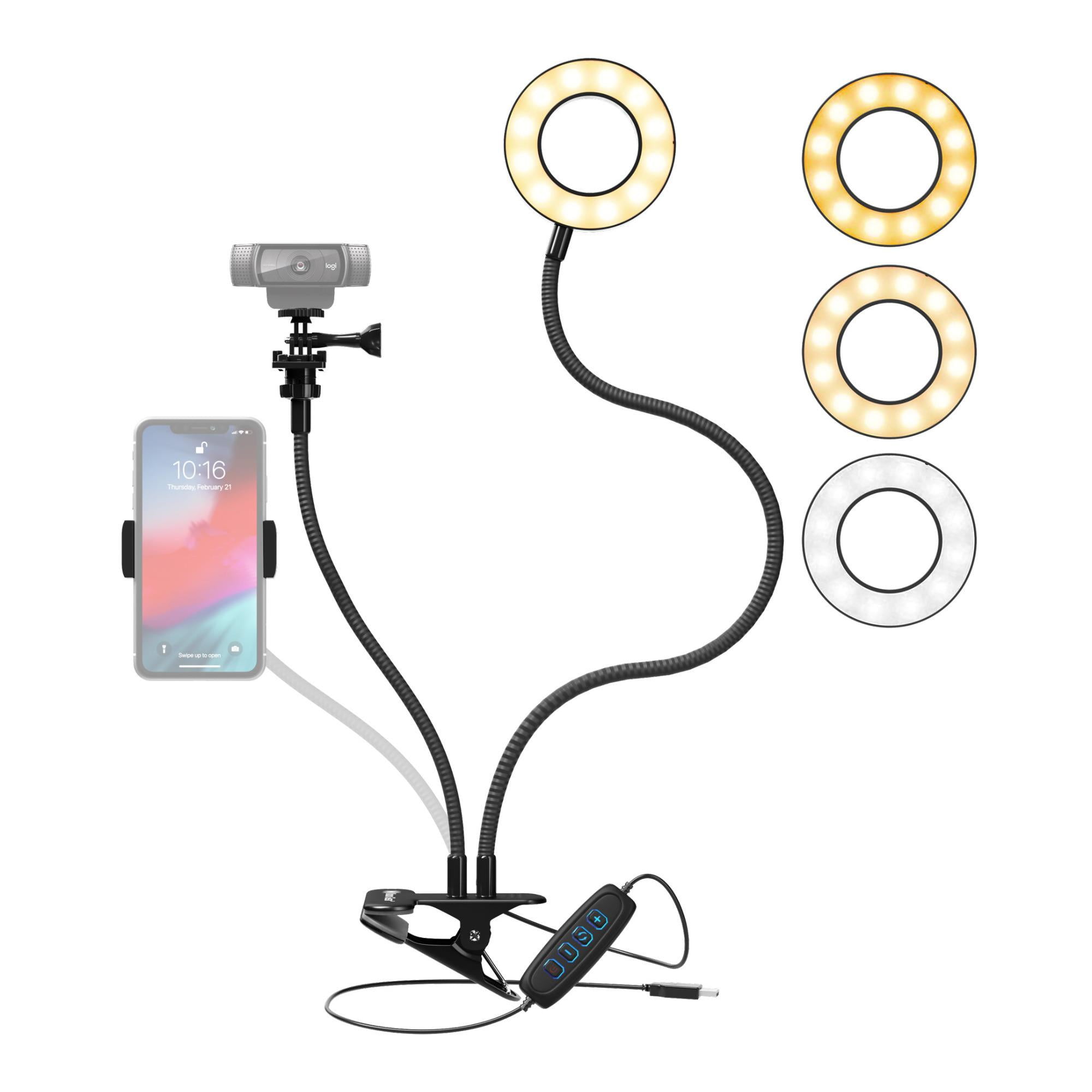 Knox Gear Selfie Ring Light Stand with Cell Phone Holder and Webcam/Camera Mount