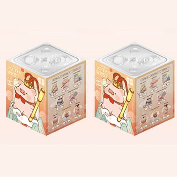LULU-caja ciega Original de la serie The Piggy Journey in the West, 52 juguetes, modelo bonito de figura de Anime, juguete para niños y niñas, regalo sorpresa de cumpleaños