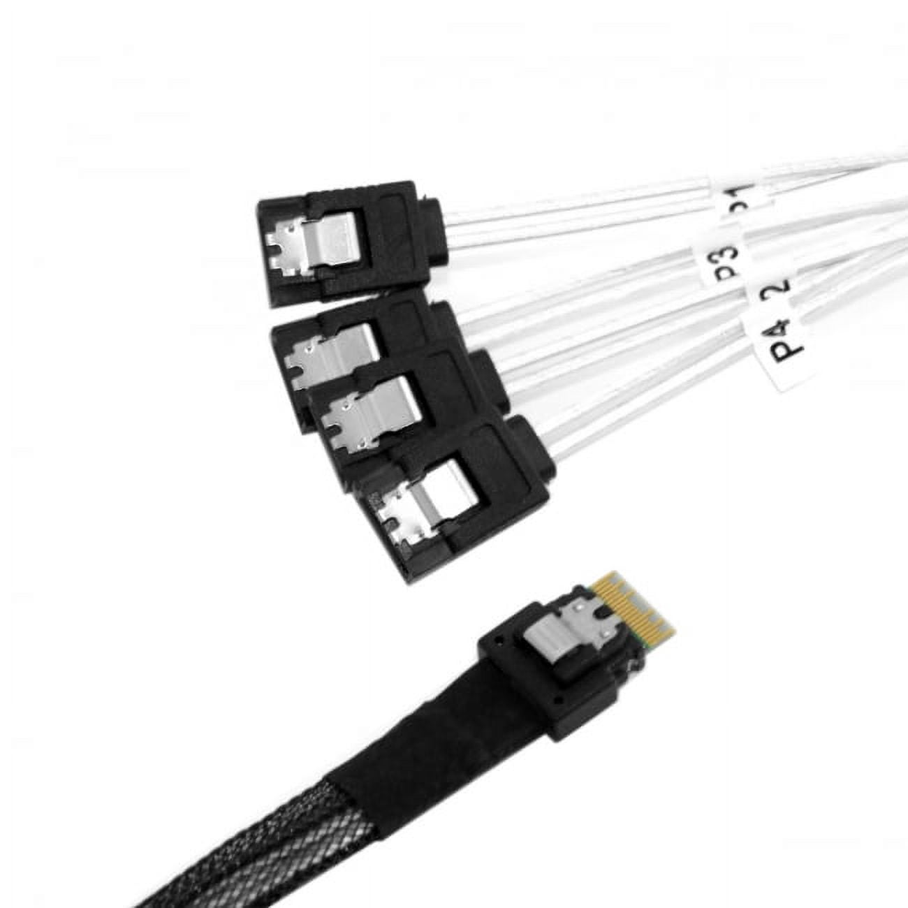 Chenyang CY Slim Line SAS 4.0 SFF-8654 4i 38pin Host to 4 SATA 7pin Target Hard Disk Fanout Raid Cable 50cm Cable