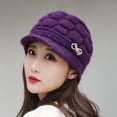 thumbnail image 3 of Holzlrgus Women's Visor Beanie Trendy Warm Hat Winter Wool Lined Elastic Knitted Hat, 3 of 7