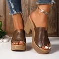 thumbnail image 4 of Dakaela Women's Chunky Heeled Sandal Leather Platform Wedge Slides Arch Support Dress Slip on Pumps, 4 of 7