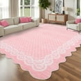 thumbnail image 3 of Funslane 5' x 7' Washable Scalloped Area Rug, Modern Neutral Farmhouse Floor Carpet, for Living Room Bedroom Apartment, Pink, 3 of 10