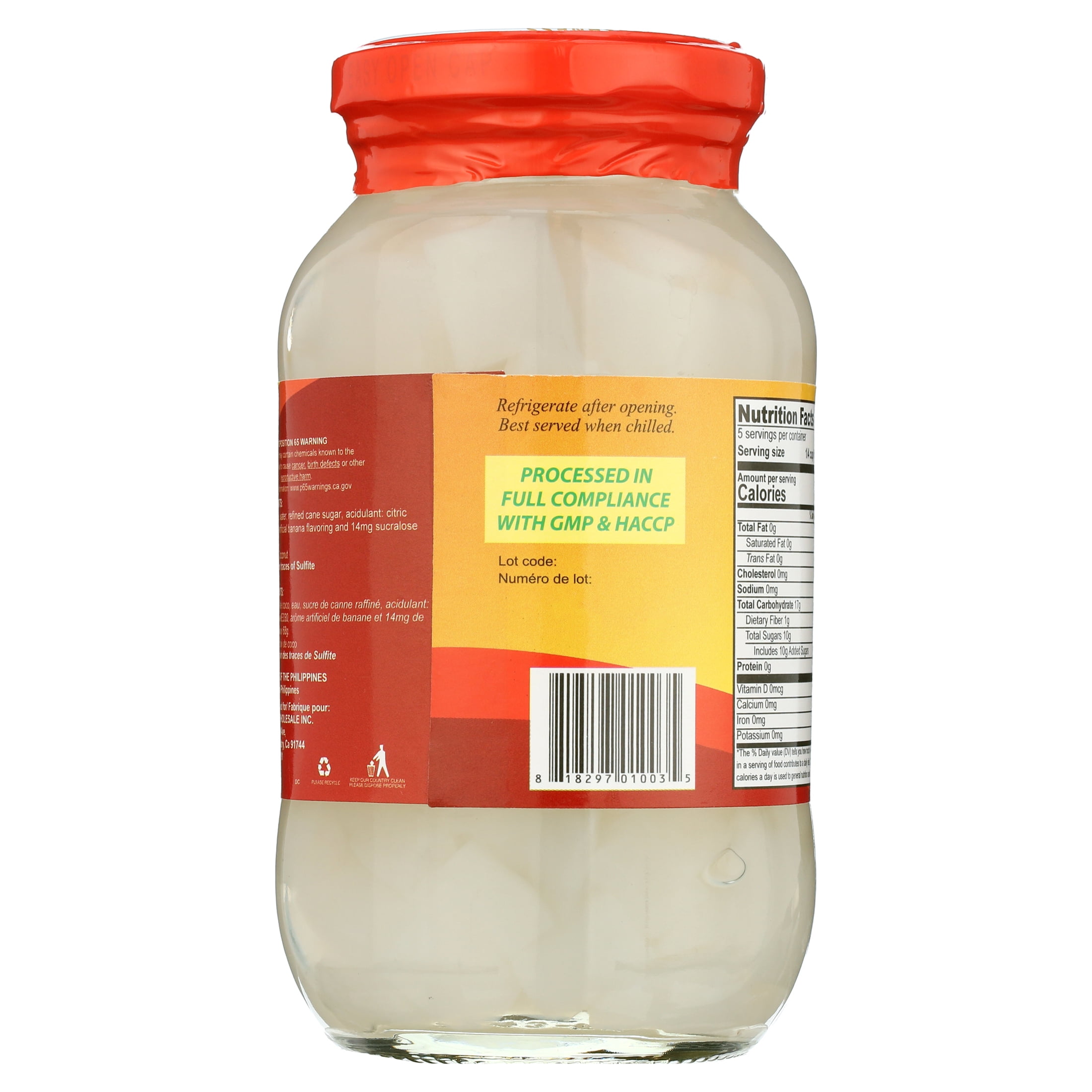 Kapuso Nata De Coco White Coconut Gel in Syrup, 12 Oz Jar
