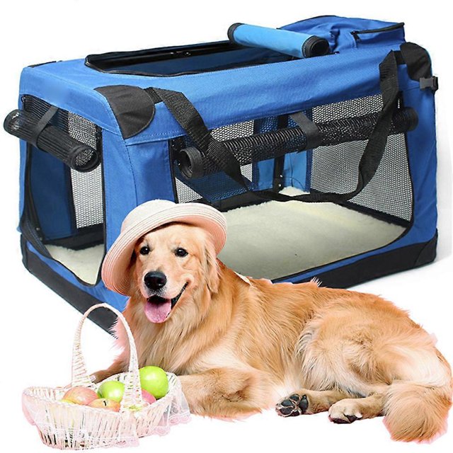 Jaula para perros, jaula para coche, bolsa de transporte para excursiones, equipaje para mascotas, jaula de viaje para coche, jaula para perros y gatos, plegable, para perros medianos y grandes, L-8