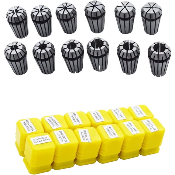 waltyotur 1/32 In to 3/8 In ER16 Spring Collet Set 12-Pack for CNC Workholding Engraving & Milling Lathe Tool