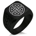 thumbnail image 1 of Stainless Steel Shield Knot Viking Norse Rune Geometric Pattern Biker Style Polished Ring, 1 of 1