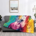 thumbnail image 2 of Yiaed Watercolor White Horse Print Blanket Throw Blanket Soft Cozy Flannel Blanket for Home Bed Sofa Couch Chair-80"x60", 2 of 6