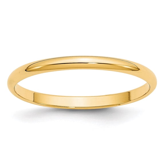 DewberryDiamonds 10k Yellow Gold 2mm Lightweight Half Round Wedding Band Size 10 (Weight : 1.39 gm, Width : 2 mm) for Men & Women