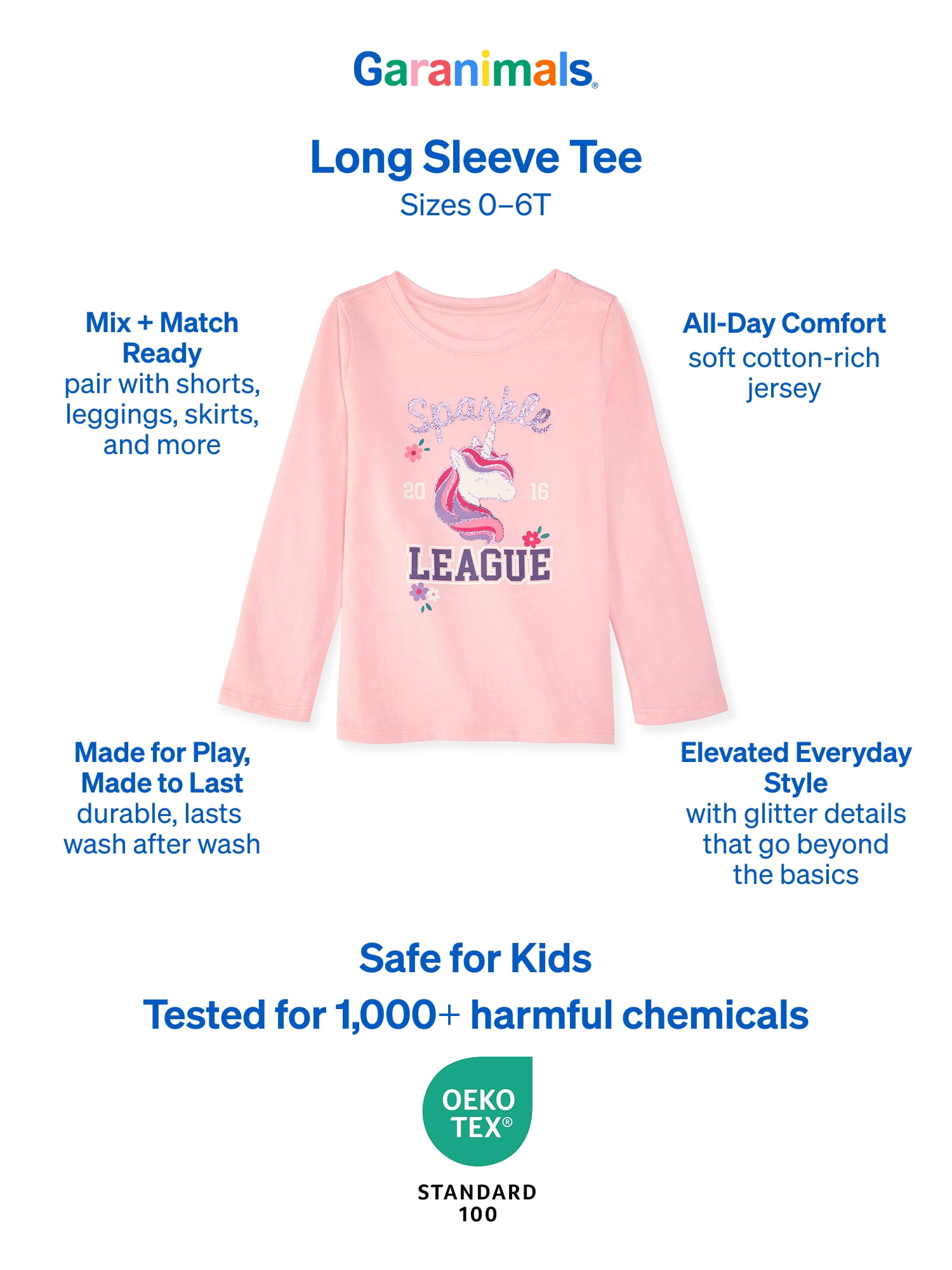 Garanimals Baby & Toddler Girl Long Sleeve Shirts, Single & 3-Pack, Sizes 0-6T