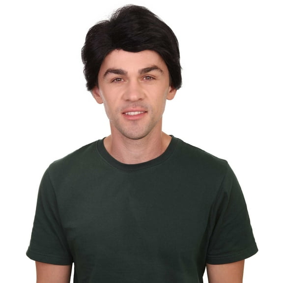HPO Adult Men's Rock Singer Elvis Presley Cosplay Wig | Short Black Elvis Aron Presley Wig