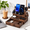 Brown-Apple Watch Compatible, variant on Black Wood Phone Docking Station For Up To 3 Phones Galaxy Watchpatible Nightstand Organizer With Drawer Valuables Men & Women Ho