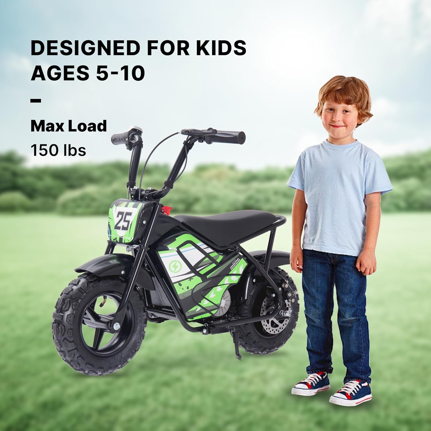 Electric Dirt Bike for Kids, 24V 250W Powerful Electric Motorcycle, 10mph Max Speed & 12 Miles Long-Range, 2-Speed Gear, Twist Grip Throttle, 12'' Fat Tire Bike for Ages 3-10