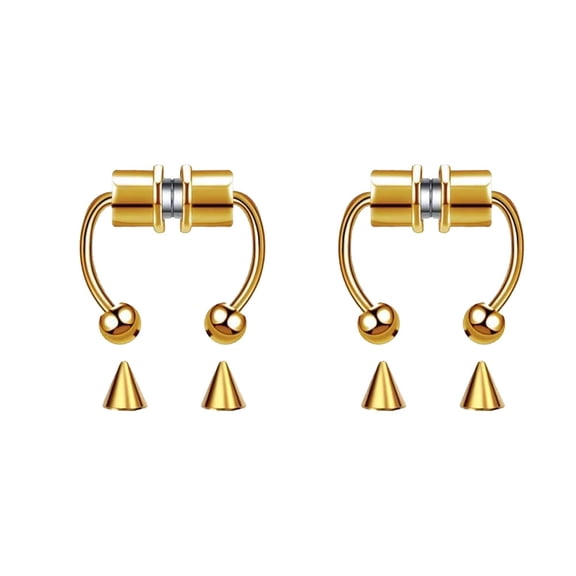 Magnetic Septum Nose Ring Horseshoe Stainless Steel Faux Fake Nose Septum Rings Non-Pierced Clip On Nose Hoop Ring - Style 2