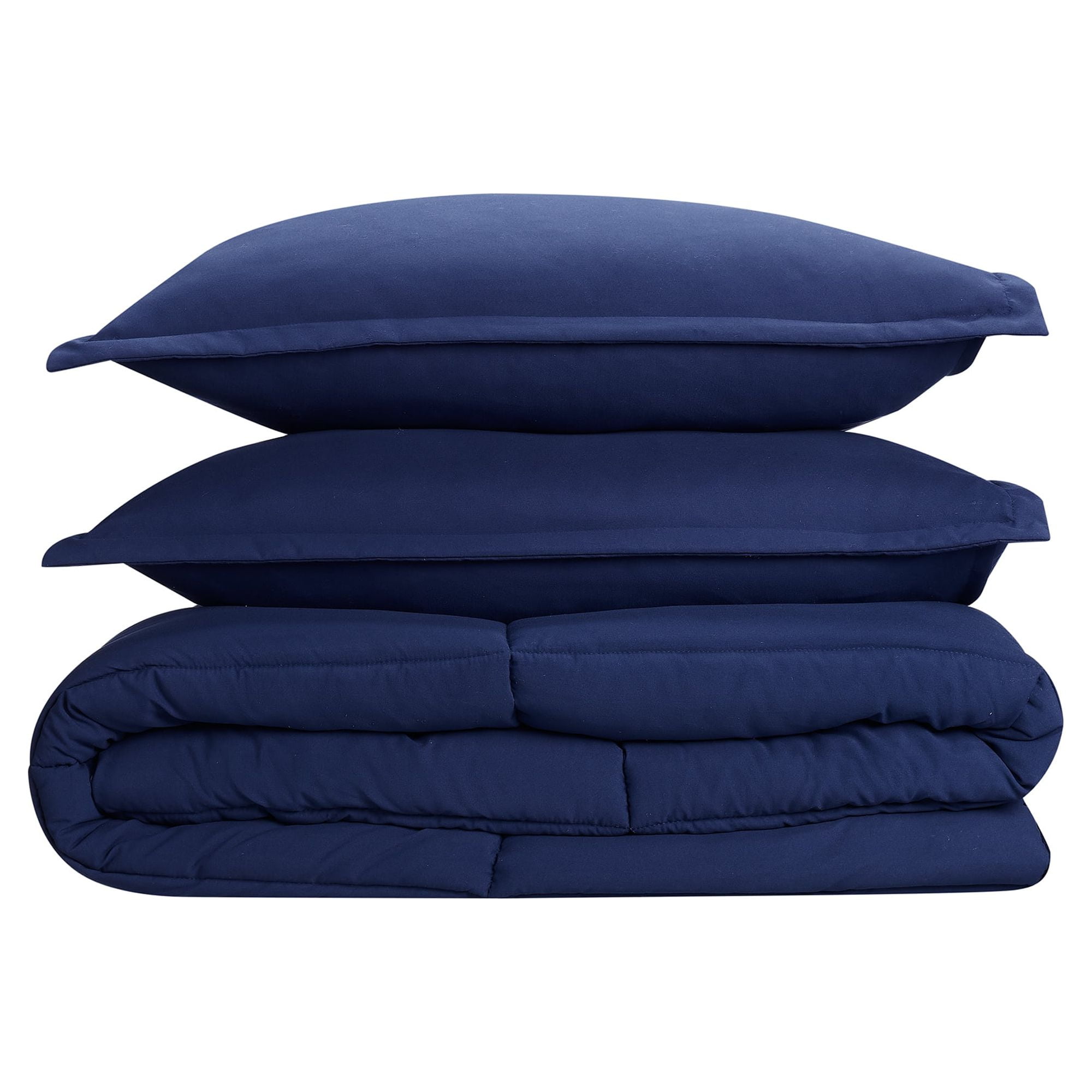 Serta Simply 3-Piece Clean Antimicrobial Navy Blue Comforter Set, Full/Queen
