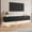 Black, variant on DHMAKER Floating TV Stand Wall Mounted, 71" Floating TV Shelf Cabinet with LED Lights & Power Outlet, Black Midia Console Entertainment Center with Fluted Storage for Under TV Living Room Bedroom