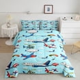 thumbnail image 2 of Aircraft Comforter Set Cartoon Airplane Print Comforter Helicopter Flying Plane Bedding Set Travel Decor Duvet Set Cute Colorful Planes Room Decor Twin Size Quilt Set, 2 of 7