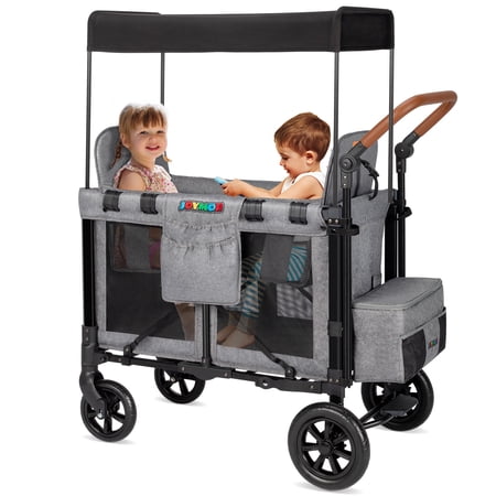 JOYMOR Folding Stroller Wagon with Face to Face High Double Seat & Canopy for 2 Kids, Baby, Toddler, Gray