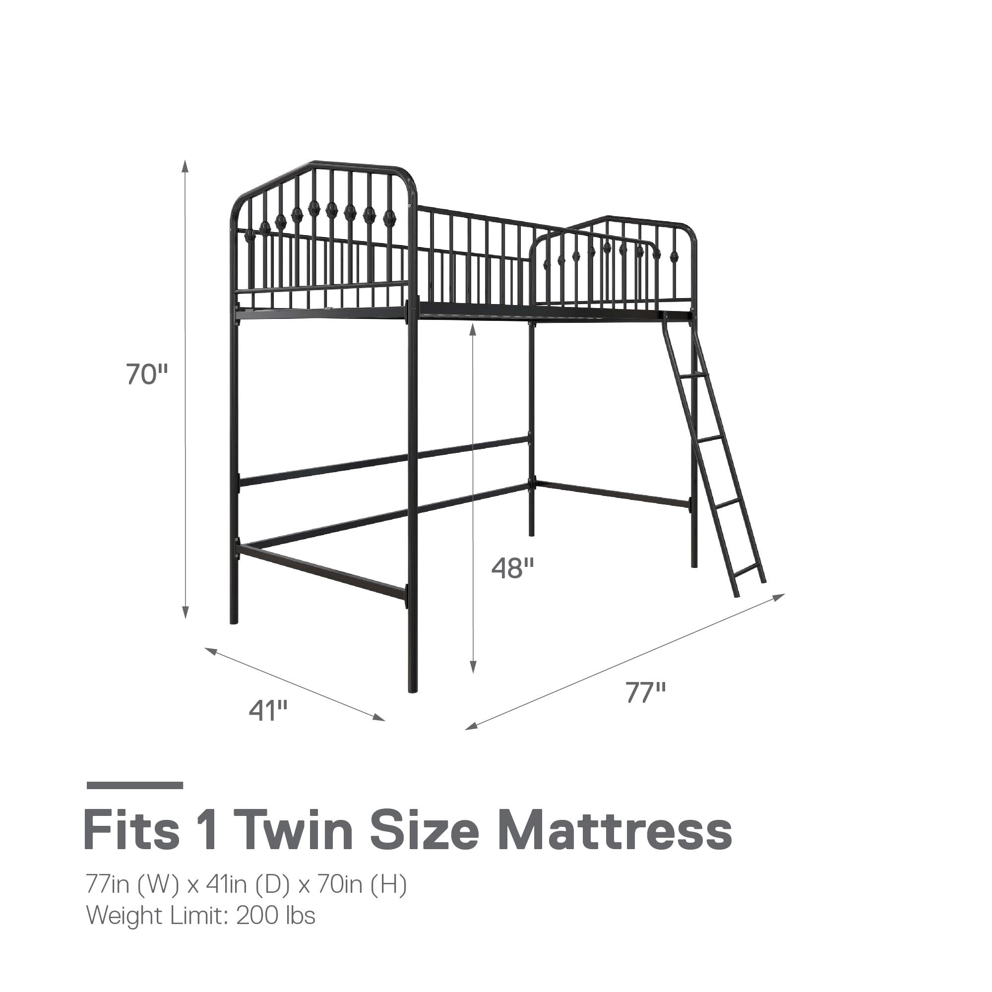 Novogratz Bushwick Metal Twin Loft Bed, Black