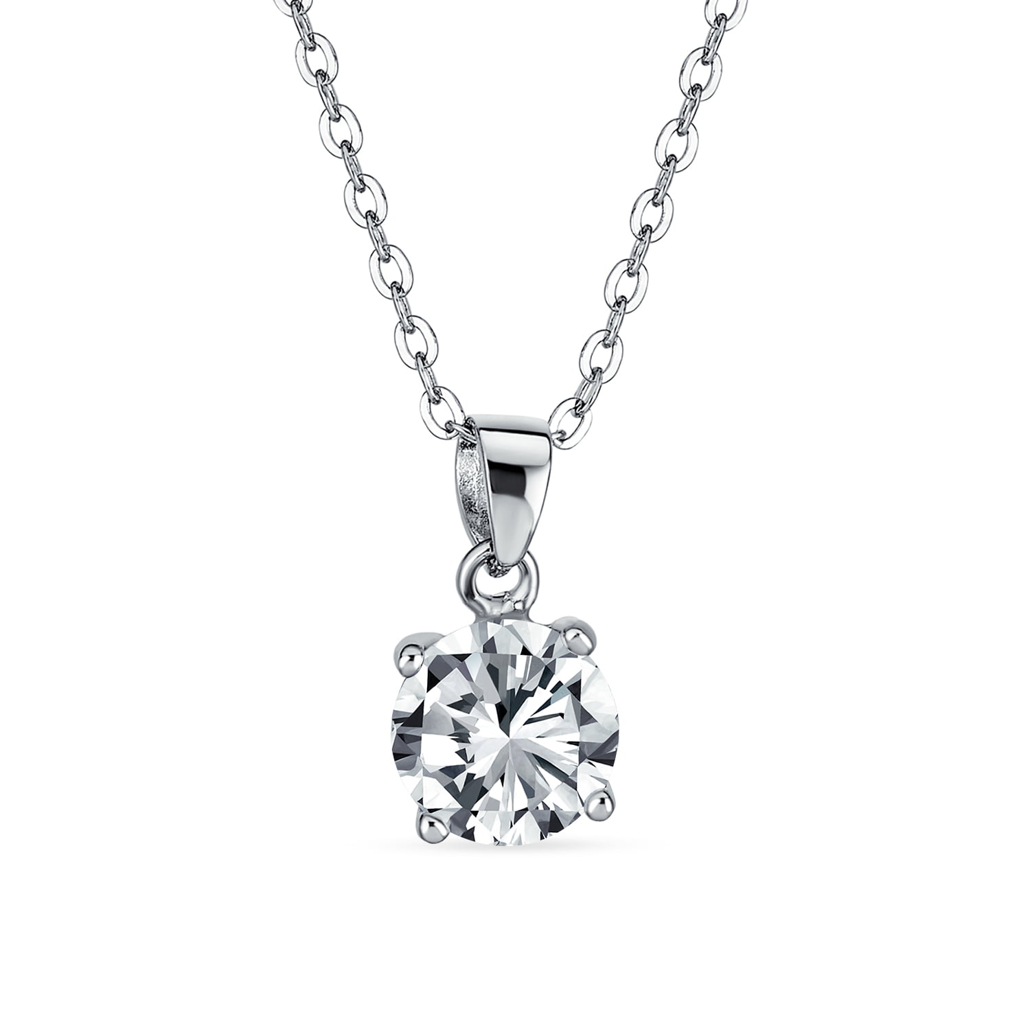 Happy Birthday Solitaire Sterling Silver 12 Months Necklace Cubic Zircon Pendant Mothers Day Gifts