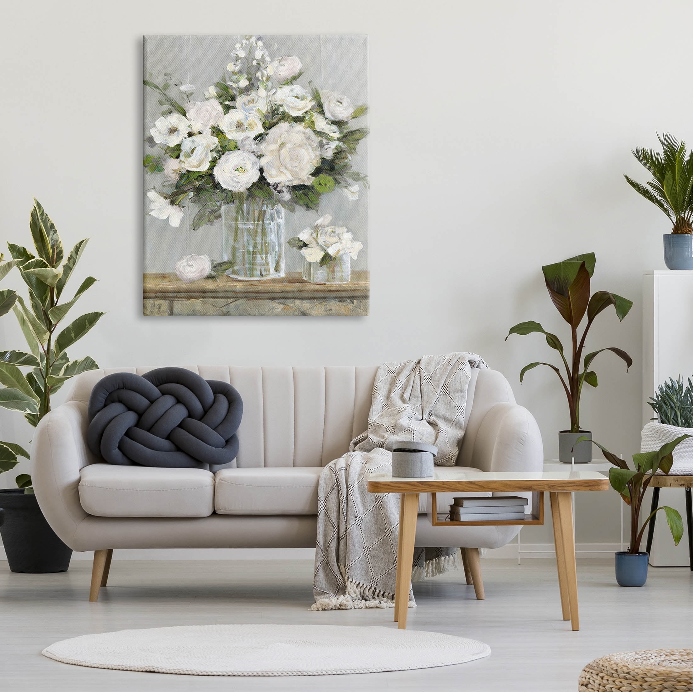 Stupell Industries Country White Floral Scene Painting Gallery Wrapped Canvas Print Wall Art, Design by Sally Swatland
