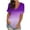 Purple, variant on Oalirro Gradient Printed V Neck Womens T-Shirts Cap Sleeve Loose Blouse Tops