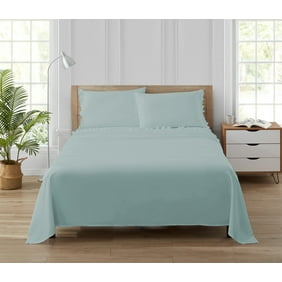 Simply Shabby Chic Solid Ruffle 3-Piece Washed Microfiber Sheet Set, Soft Sea Green, Twin