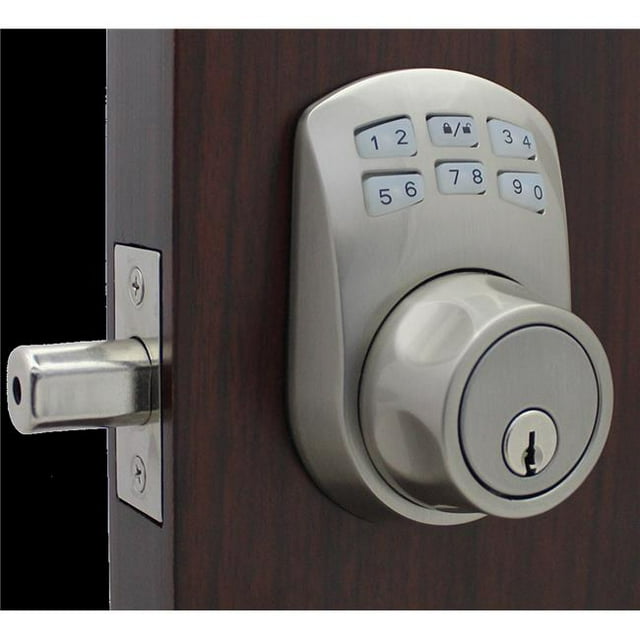 Lockey USA SL910 SN Satin Nickel Slim Line Electronic & Mechanical Deadbolt Lock