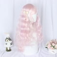 thumbnail image 3 of Unique Bargains Human Hair Wigs for Lady 26" Pink Curly Wig with Wig Cap 21.5"- 22.5", 3 of 6