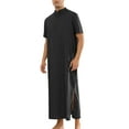 thumbnail image 4 of INSPIRE CHIC Nightshirts for Men's Short Sleeves Stand Collar Comfy Nightgown Sleepwear M Black, 4 of 5