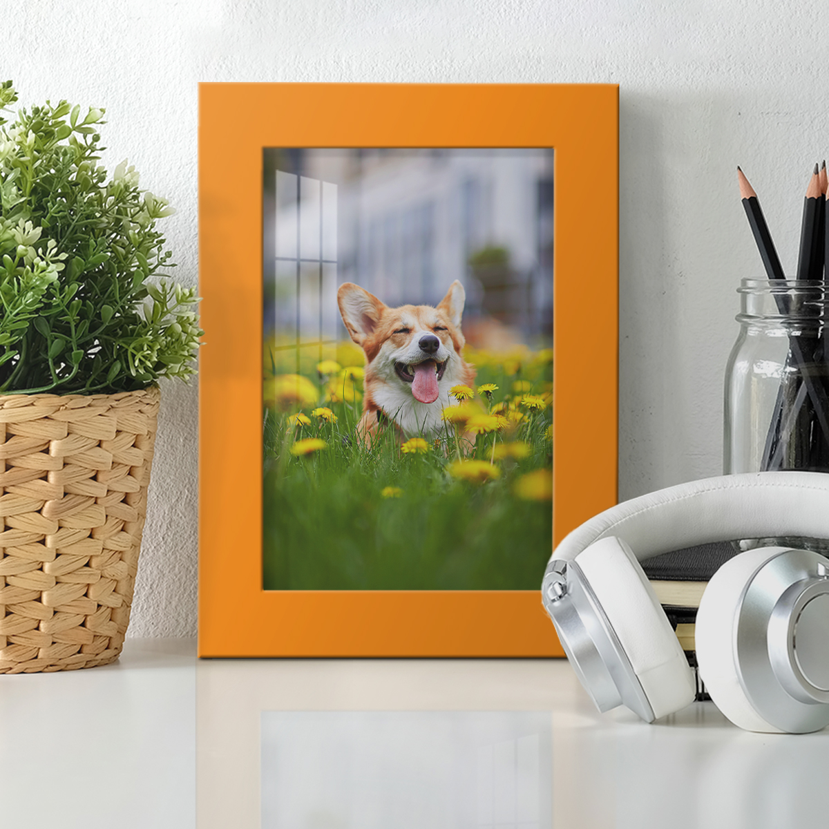Modern Real Wood 5x7 inch Picture Frame in Orange