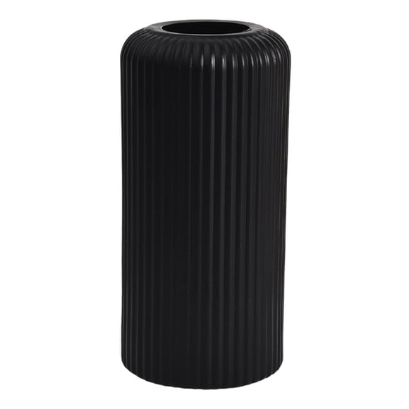 Dvruxg Flower Vase, 8 inch Small Decorative Centerpiece Ribbed Vase for Dining Table, Office Desktop, Shelf Bookshelf(Black)