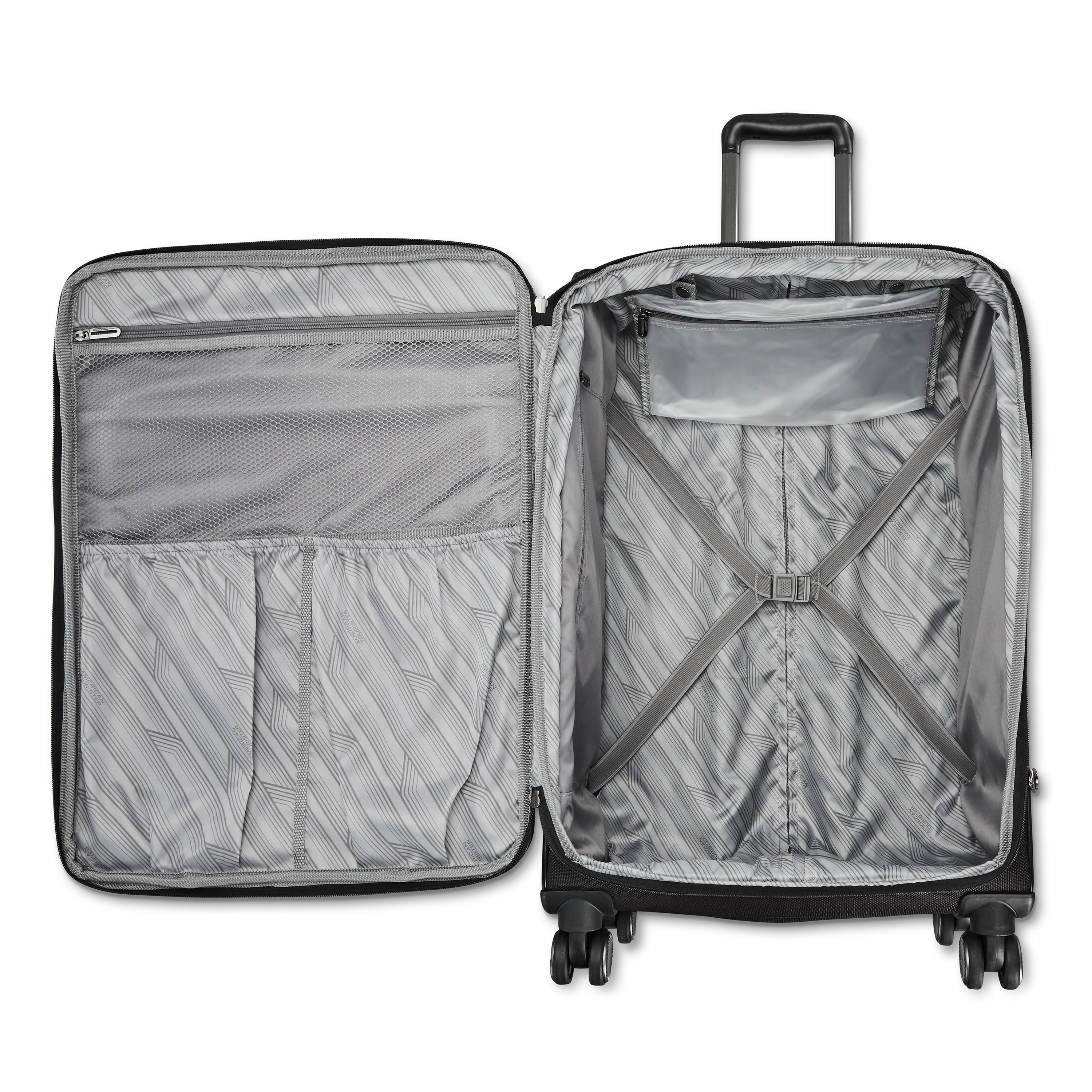 American Tourister Dash XLT Softside Large Checked Luggage with Spinner Wheels Single Piece - Black