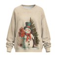 thumbnail image 4 of HELLHERO Christmas Snowmen Print Women Pullover Top Oversized, Comfy Fall Winter Long Sleeve Crewneck Sweatshirt Size XL, 4 of 7