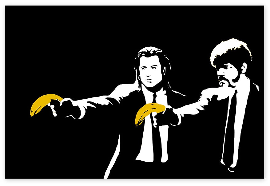 BANKSY PULP FINCTION BANANAS WALL ART PRINT ON CANVAS PHOTOS PICTURES DECOR 