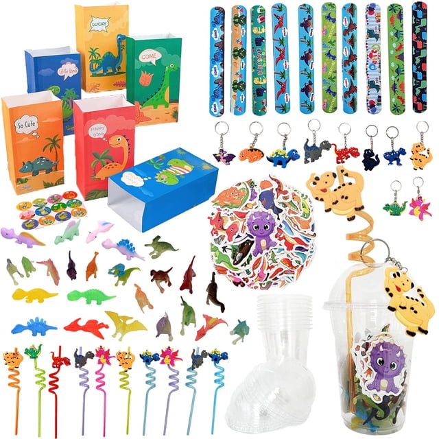 Set de 156 Vasos de Bebida y Souvenires de Dinosaurios para Fiesta Infantil