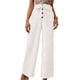 thumbnail image 3 of Pantalones de piernas anchas para mujer, pantalones de color sólido con botones en la cintura, informales, holgados, para vacaciones, citas, trabajo, vida diaria, blanco M, 3 of 6