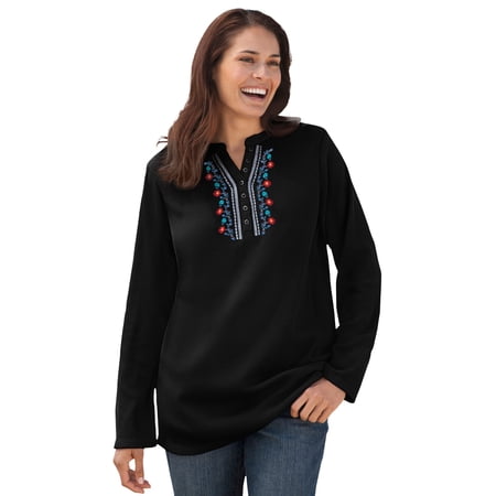 Woman Within Plus Size Embroidered Thermal… product image