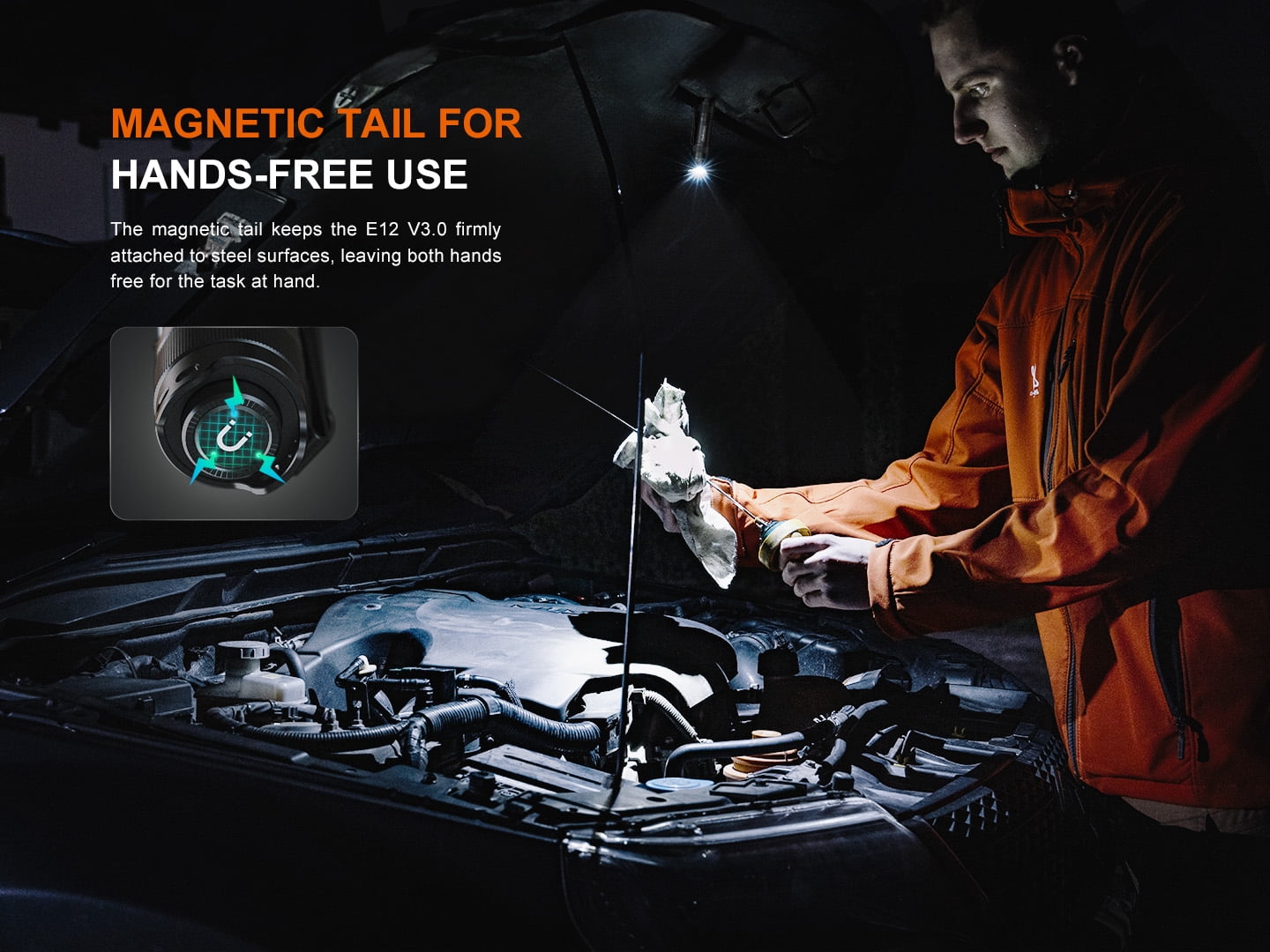 Fenix E12 V3.0 200 Lumen 1x AA EDC Flashlight + LumenTac Battery Organizer